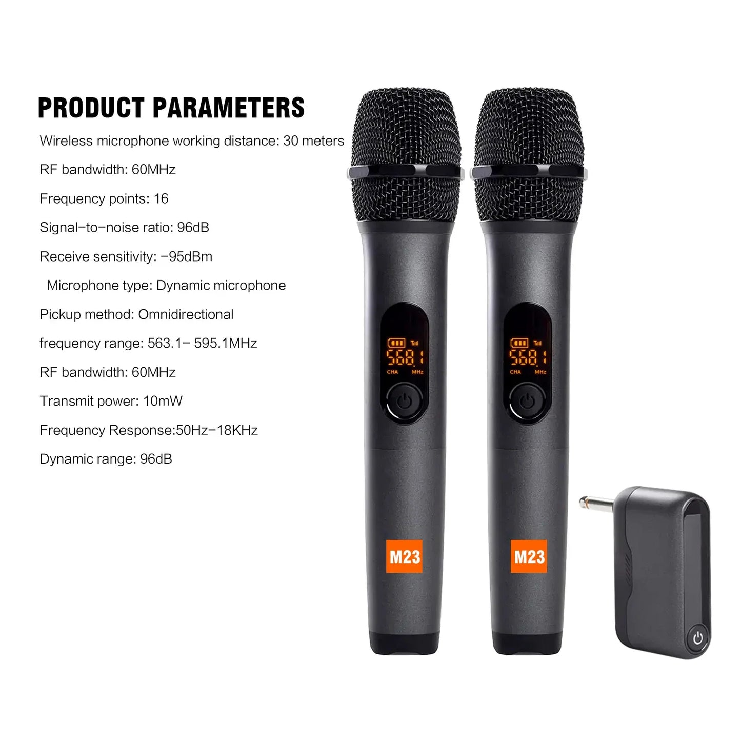 Microphone Wireless M23 UHF 2 Channel Karaoke System Built-in Lithium Battery Cordless Handheld Mic For Church Party Speaker