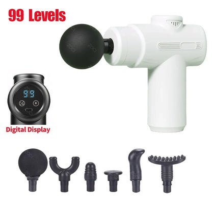 Mini 99 Levels Fascia Gun Handheld Portable Massage Gun Vibration Digital Display Muscle Massager Deep Tissue Massager for Body