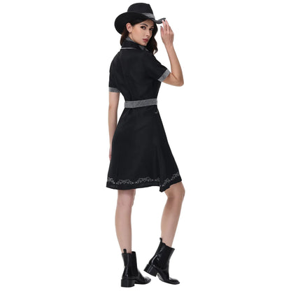 Costume de Cosplay de Cowgirl d'halloween pour femmes adultes, ensemble de robe fantaisie de fête de carnaval, Costume occidental noir pour spectacle sur scène