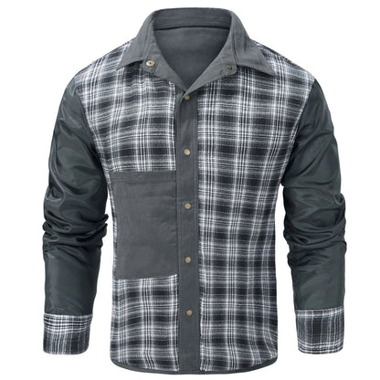 Spring Autumn Mens Flannel Plaid Shirt Jacket Casual Men Retro Lapel Cotton Warm Shirts Men Tactical Windbreaker Jacket Clothing