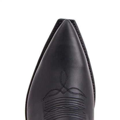Men's Western Cowboy Boots Embroidered High Boots Retro Pointed Toe Platform Leather Shoes Slip on Plus Size Men Mid-calf Boots