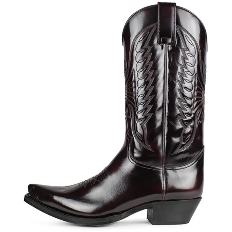 Men's Western Cowboy Boots Fashion Black Comfortable Embroidered Boots Men Couple Shoes for Men Women Motorcycle Boots Plus Size