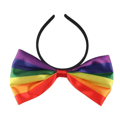 Colorful Rainbow Bowknot Hair Hoop Beautiful Fabric Art Rainbow Bow Headband Soft Durable Party Head Hoop Party Supplies