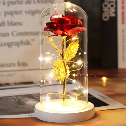 Fleurs lumineuses LED enchantées avec la Belle et la bête, dôme de roses décoratif pour mariage, saint-valentin, cadeau de fête des mères