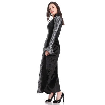 Halloween Jour des Morts Sexy Européen Médiéval Rétro Cour Gothique Reine du Poison Maléfique Vampire Costume Carnaval Fête Diable Sorcière