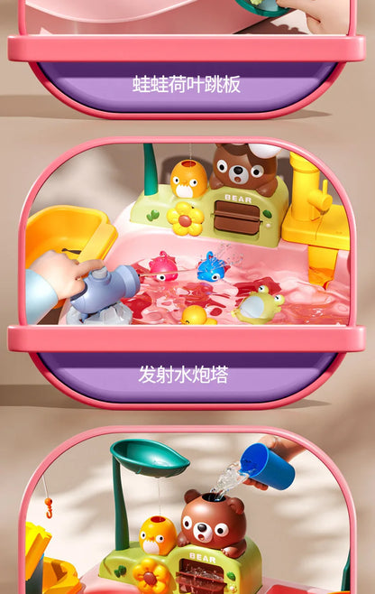 Jouets de cuisine pour enfants électriques amusants jouets de jeu d'eau évier de lavage de vaisselle pêche vaisselle jeu de rôle maison bébé jouet d'éducation précoce