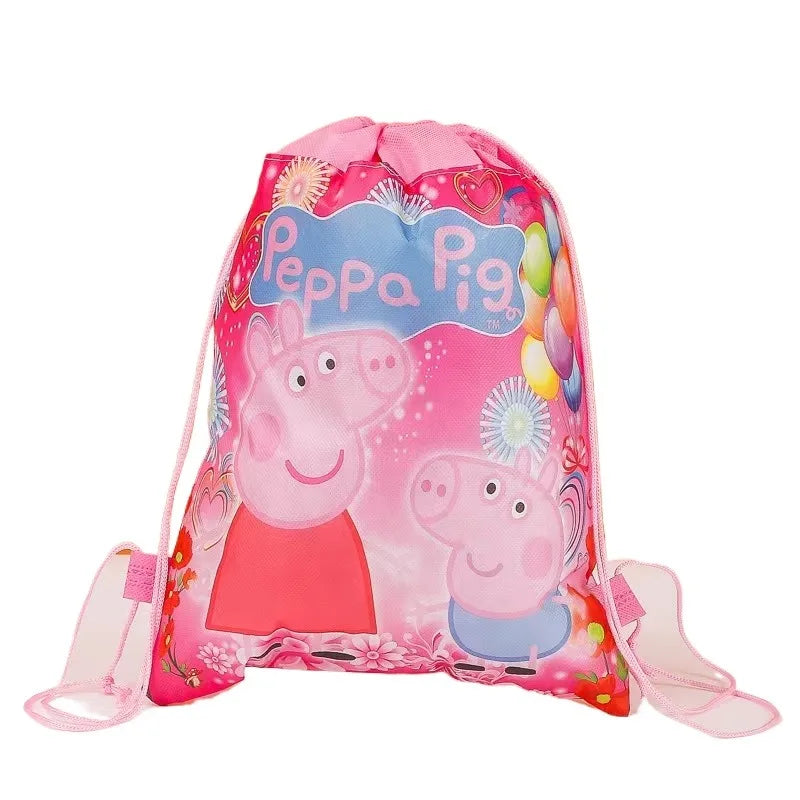 Peppa Pig Doggy Drawstring Pouch Kids Waterproof Nonwoven Backpack