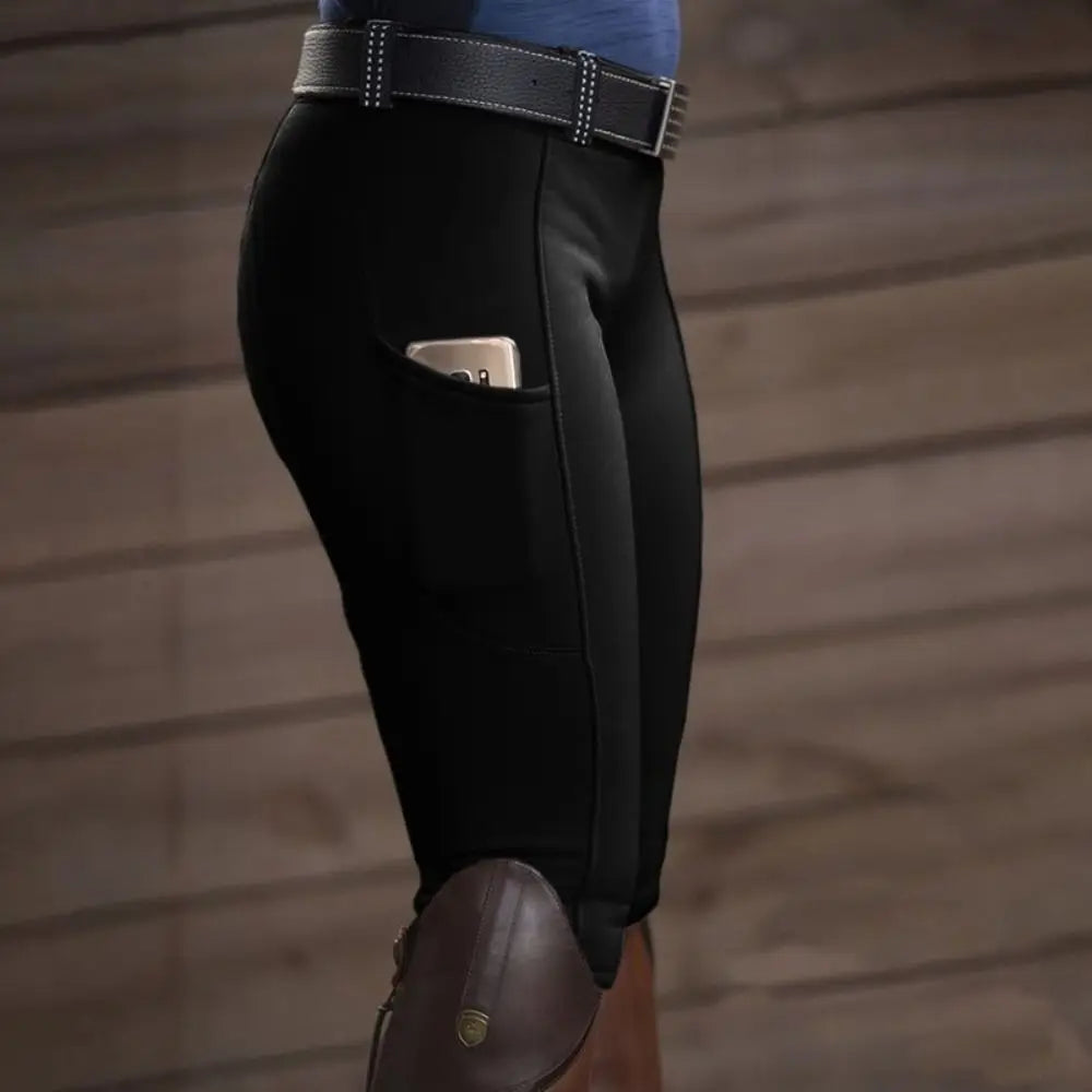 Clothes Anti-pilling Equestrian Pants Slim Elastic Horse Racing Trousers Skinny with Phone Pocket Equestrian Breeches Camping
