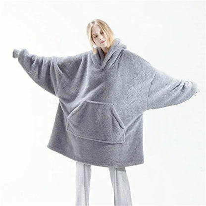 Couverture à capuche avec sourire double face pour hommes et femmes, grande poche, robe surdimensionnée, chaud, couple, adt PVD, nouveau, hiver
