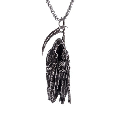 Hell Death Scythe Necklace Pendant Gothic Mysterious Devil Necklace Men's Personality Punk Retro Halloween Trend Jewelry