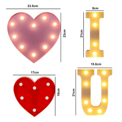 Lumière LED décorative avec lettre en forme de cœur pour la Saint-Valentin