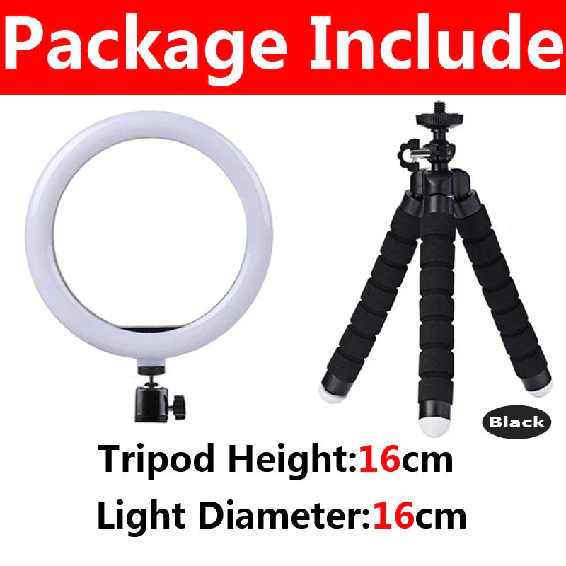 Anneau lumineux LED pour Selfie, 10 pouces, lampe de remplissage à intensité variable pour photographie, avec Mini trépied, pour téléphone portable, vidéo en direct, Studio Photo