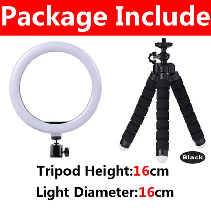 Anneau lumineux LED pour Selfie, 10 pouces, lampe de remplissage à intensité variable pour photographie, avec Mini trépied, pour téléphone portable, vidéo en direct, Studio Photo