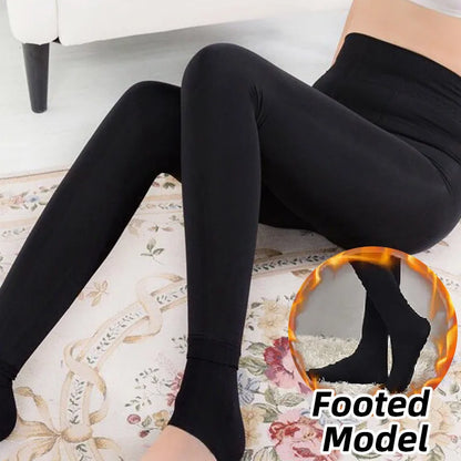 Leggings d'hiver chauds pour femmes, pantalons thermiques, collants polaires, pantalons doublés de chaussettes, collants en velours, effet peau, leggings en laine taille haute