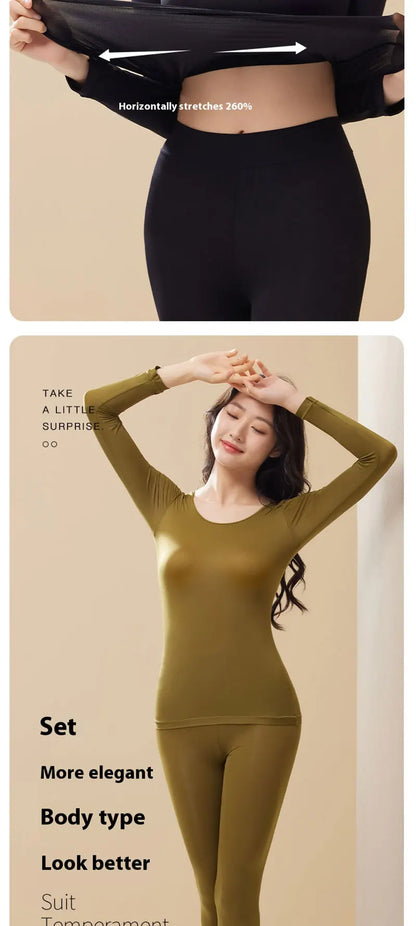 Sous-vêtement thermique femme vêtements d'hiver sans couture épais Double couche Lingerie chaude femmes ensemble de vêtements thermiques femme 2 pièces