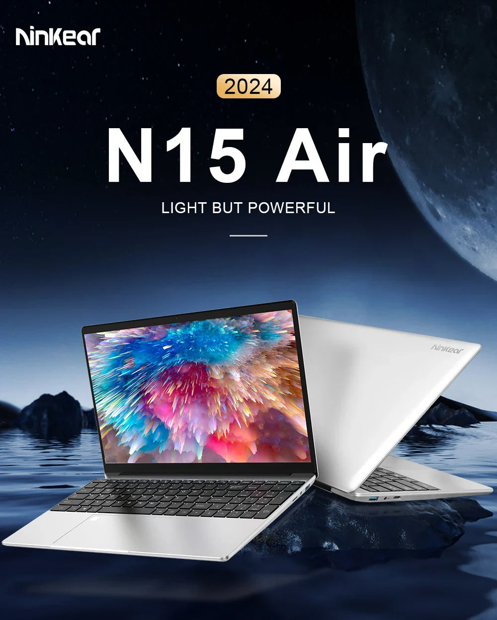 Ninkear Laptop N15 Air 15.6" FHD IPS 16GB DDR4 512GB SSD Intel N95 180° flip with Fingerprint Unlock Backlit Keyboard Windows 11