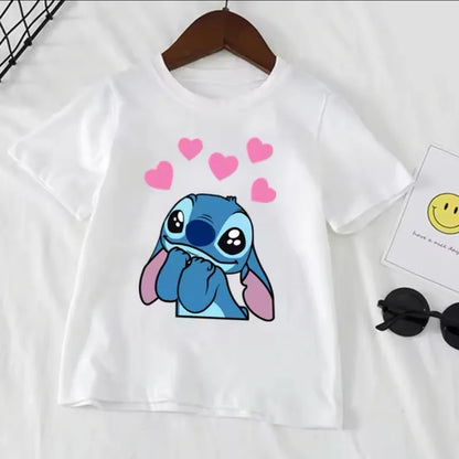 Stitch Stitch Series Peripheral Cartoon Pattern Printed Children's Clothing Summer Edition Boys and Girls Round Neck T-shirt