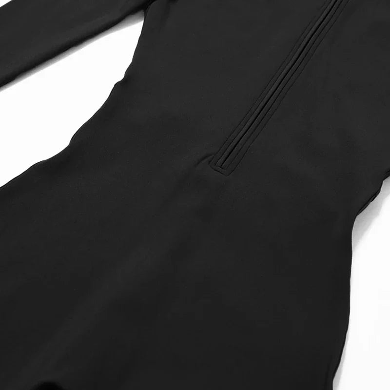Combinaisons de sport chaudes en peluche pour femmes, survêtement une pièce, Fitness, ensembles de gymnastique d'hiver, manches longues, body d'exercice noir pour femme