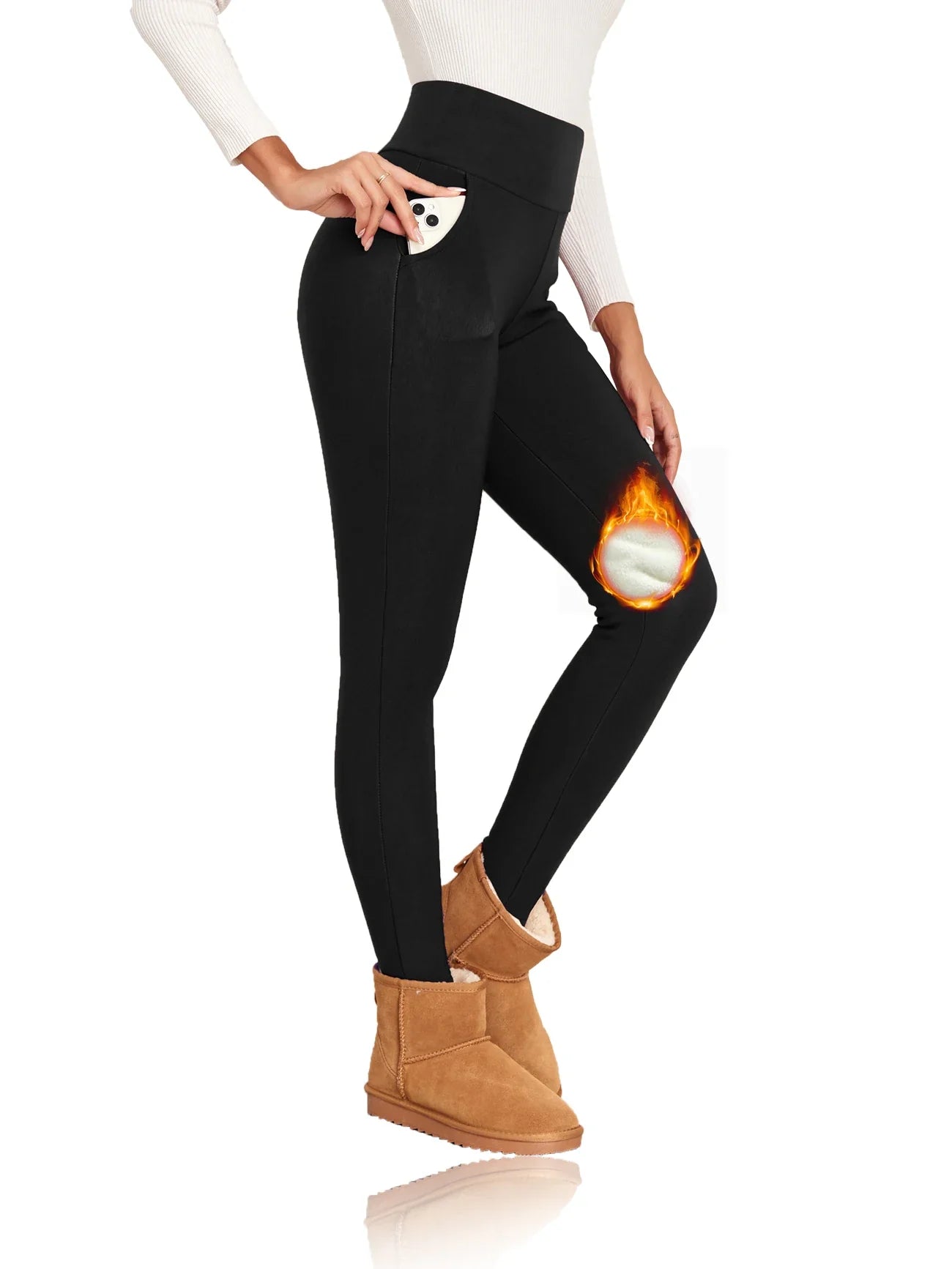 Poches épais hiver chaud Leggings femmes taille haute Mallas décontracté velours chaud Leggings prévenir le froid Super chaud pantalon