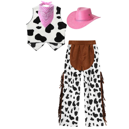Costume de Cowboy Occidental pour Enfant, Déguisement de Cowgirl, Jeu, Interface West, ixd'Halloween, Cosplay, Ensembles de 4 Pièces, Performance sur Scène Trempée
