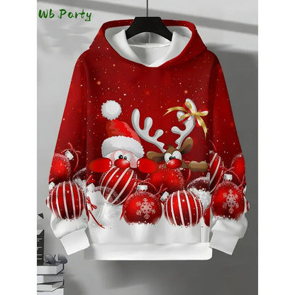 Pull à capuche de Noël 2025 pour homme, mode, imprimé 3D, sweat-shirt drôle Père Noël, graphique Harajuku, chemisier, vêtements pour homme