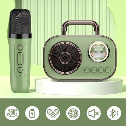 Kids Karaoke Machine Mini Wireless Karaoke Machine With Microphone Long Battery Life Rechargeable Audio Supplies With Dual Mic