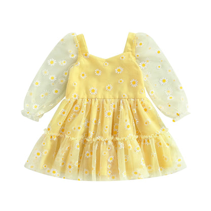 Pudcoco-Robe princesse en tulle à manches longues pour bébé fille, robe trapèze pour tout-petit, élégante, AndrPrint Destroy, maille, fête, 3M-3T