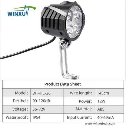 Feu arrière de phare de vélo électrique 36V 48V 60V, clignotant gauche droit, feu stop bas, interrupteur intégré, Kit universel pour vélo électrique