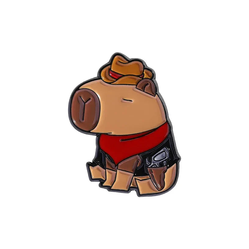 Cowboy Frog Bee Capybara Enamel Pin Cartoon Cowboy Lion Crab Animal Brooches Bag Lapel Bag Badge Funny Jewelry Gift for Friends