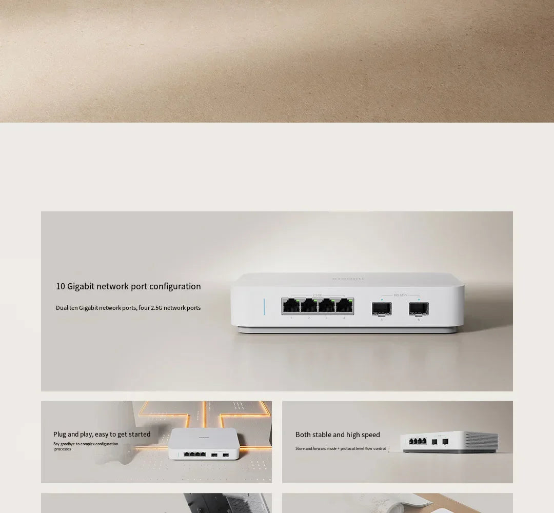 Xiaomi Mi 10 Gigabit Ethernet Switch 10000Mbps Network Switches VLAN Ethernet Splitter Lan Router 4 2.5G Ports RJ45 Hub Switch