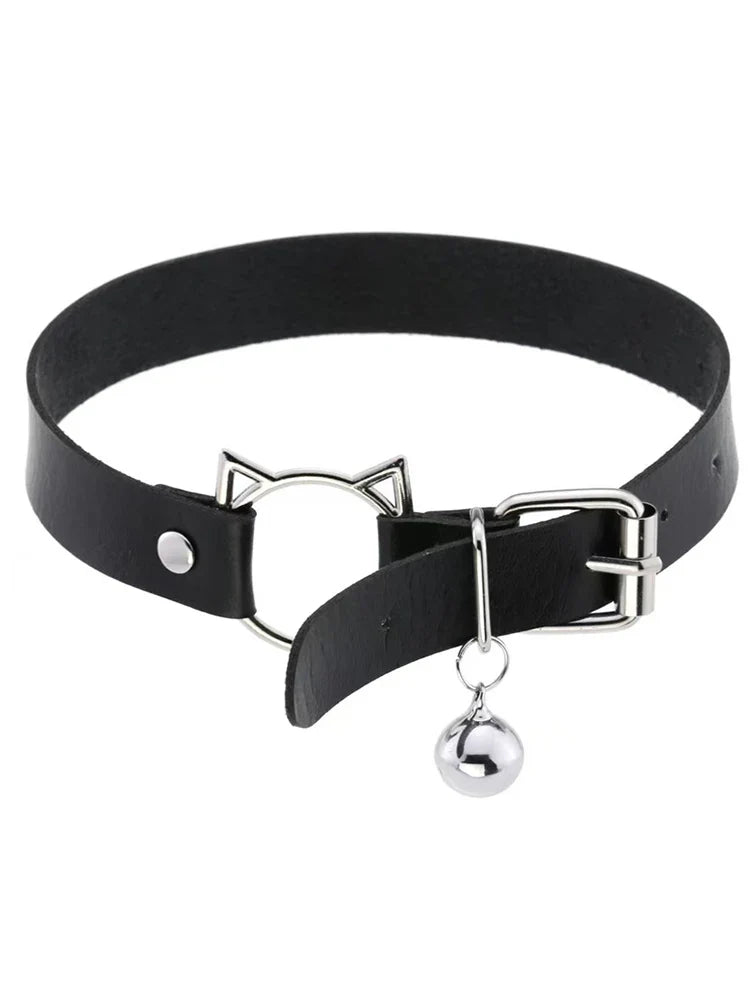 Collier gothique d'Halloween en cuir PU avec tête de chat, collier doux Y2k, cadeau de mode pour femme, cadeau de Noël pour la Saint-Valentin