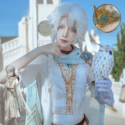 Jeu Identity Ⅴ Cosplay Eli Clark Costume Blanc Magnifique Élégant Uniforme de Combat Complet Tenue de Jeu de Rôle pour Hommes Fête Thématique