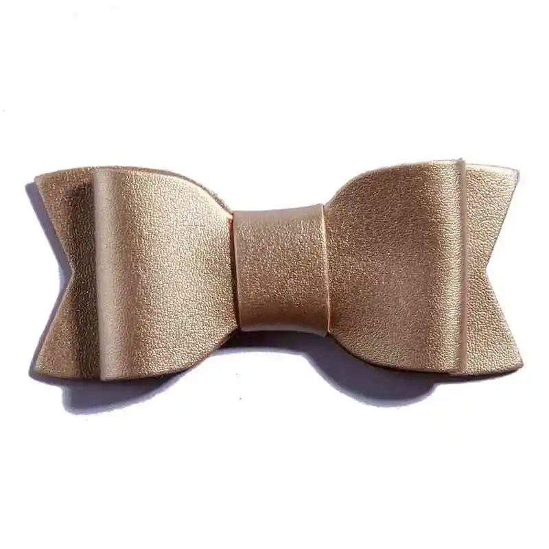 7.5CM Hot Sale Synthetic PU Leather Bows Knot For Hair Accessories Hair Bow With Clip For Headbands U Pick