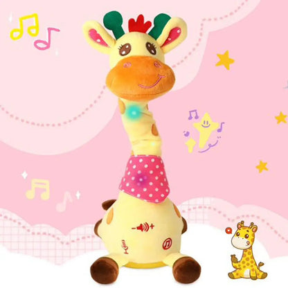 Electric Singing Dancing Giraffe Toy With Light & Voice Recording, Swing Motion Interactive Plush Animal For Kids Gift