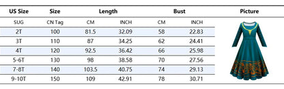 Brave Merida Girl Dress Kids Milk Wire Print Dress Breathable Comfortable Elastic Best Costume for Girl On Halloween Carnival