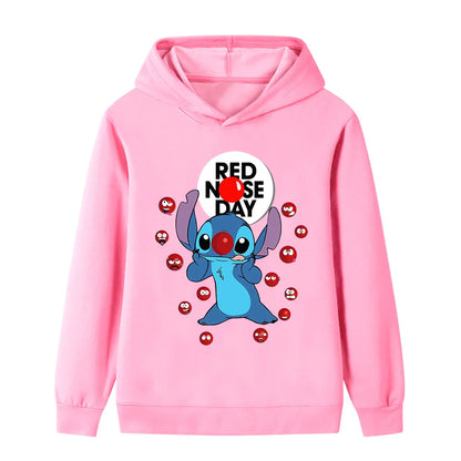Stitch Fashion Cartoon Hoodies for Girls and Boys, Warm Autumn and Winter Children's Sweatshirts, Fashionable and Versatile Tops
