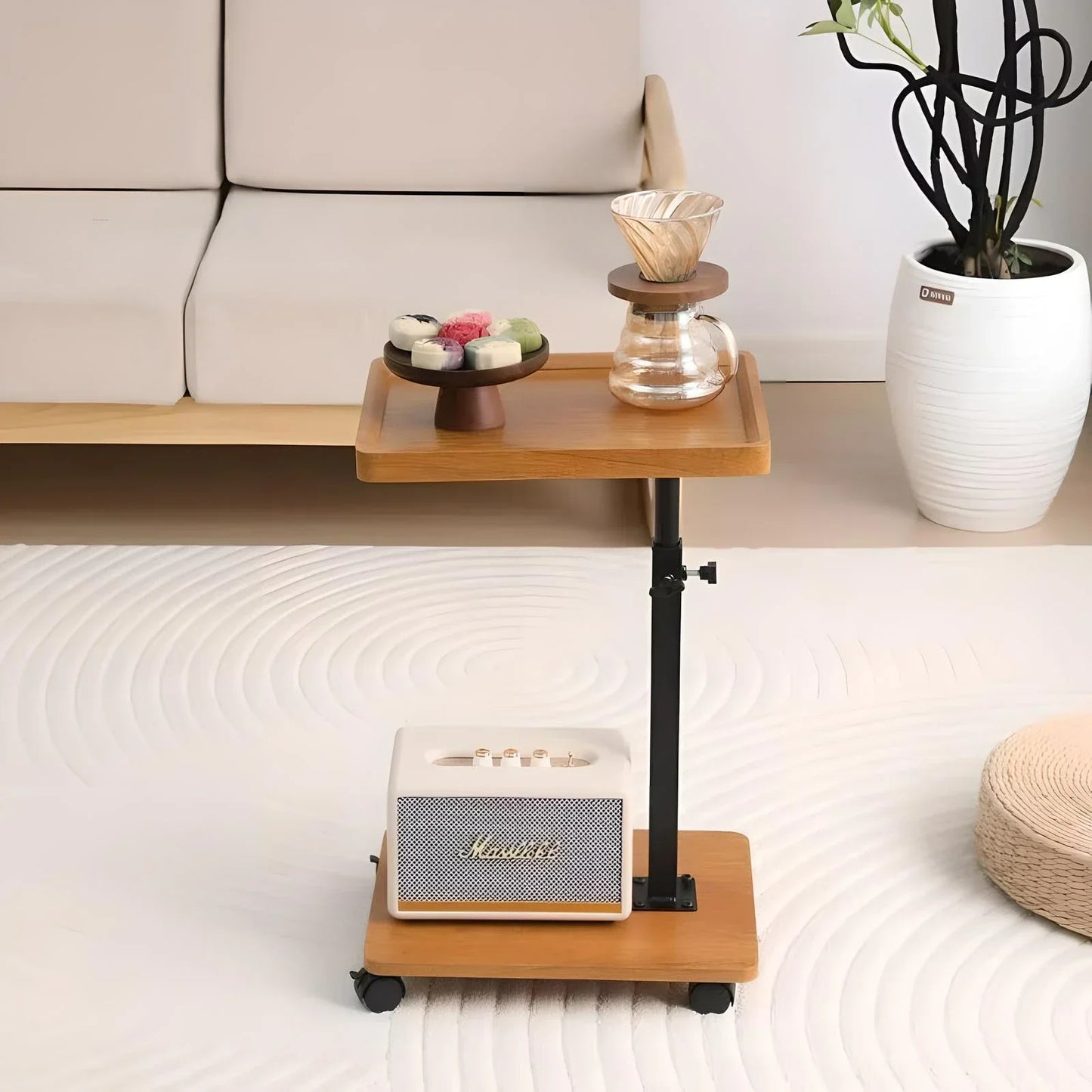 Chariot roulant réglable, Table de chevet, bureau pour ordinateur portable, lit médical pour la maison, plateau alimentaire 360 °   Bureau à domicile de table de plateau de canapé rotatif