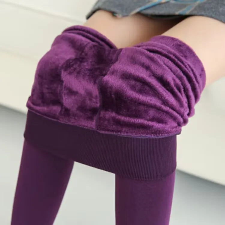 Leggings d'hiver pour femmes Leggins chauds couleur unie velours Leggins taille haute Leggings extensibles livraison directe