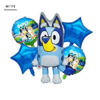 Moose Cartoon Bluey Famille Ballon en Aluminium Jeux Jouets Bleus Oranges Kit de Décoration de Ballons Bluey Fournitures de Fête d'Anniversaire Cadeaux Jouets