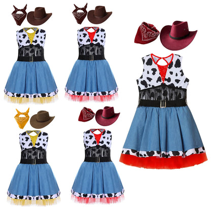 Wild West Cowgirl Cosplay Costume Set Cowboy Halloween Carnival Cosplay Dress Up Outfit Festival Dance Party Stage Performance