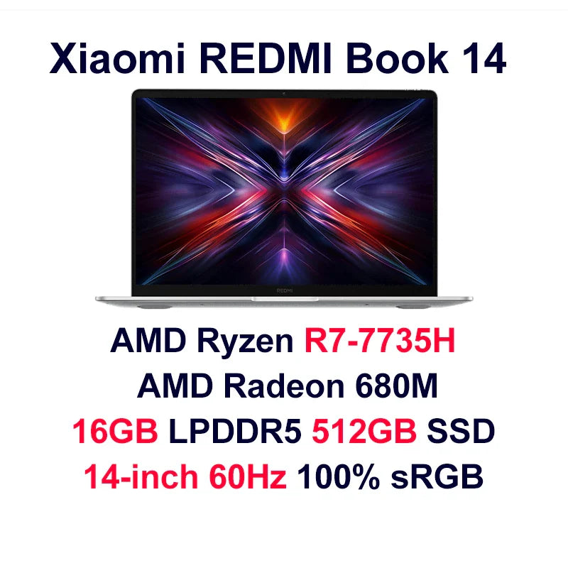 Xiaomi Laptop Redmi Book 14 2025 Ryzen 7-7735H/R5-7535H Radeon 680M/660M RAM 16GB 512GB SSD 14-inch 60Hz Screen Notebook Slim PC