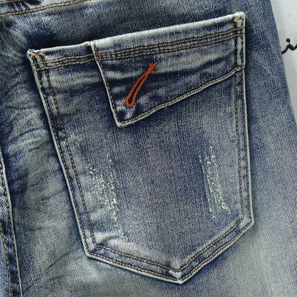 Jean Rétro Homme Slim Élastique Épissé Zip Skinny Crayon Pantalon Harajuku Hip-hop Rock Moto Denim Pantalon Streetwear