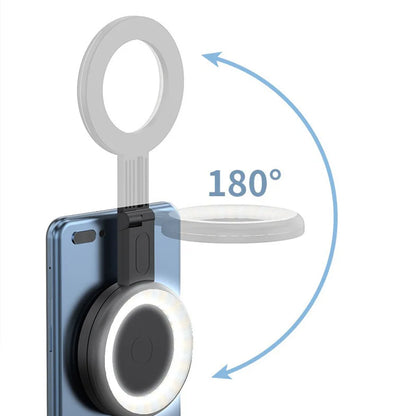 Anneau lumineux LED magnétique pour Selfie, pour iPhone 16 15 Magsafe, lumière de remplissage pour photographie, diffusion en direct, support rabattable