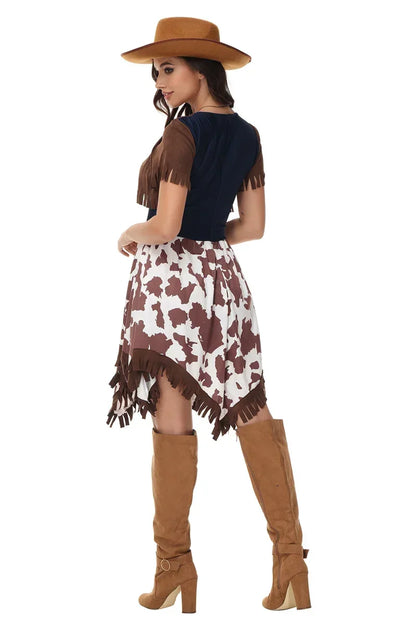 Wild West Cowboy Cosplay Costume Retro Music Festival Hippie Performance Clothing Halloween Carnival COS Cowgirl Dress