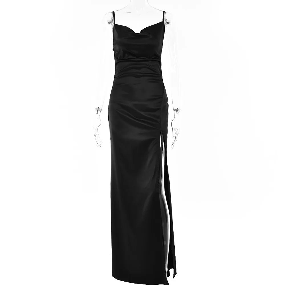 Sexy Backless High Slit Long Dress Camisole Socialite Style Evening Gown for Women New Arrivals
