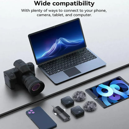 Professional Wireless Lavalier Microphone, ideal for live streaming and recording clear audio without long-distance delay