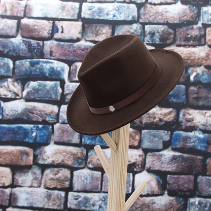 Western Cowboy Hat for Men and Women, Wide Brim Fedora Jazz Hats, Cowgirl Hat with Belt, Autumn and Winter