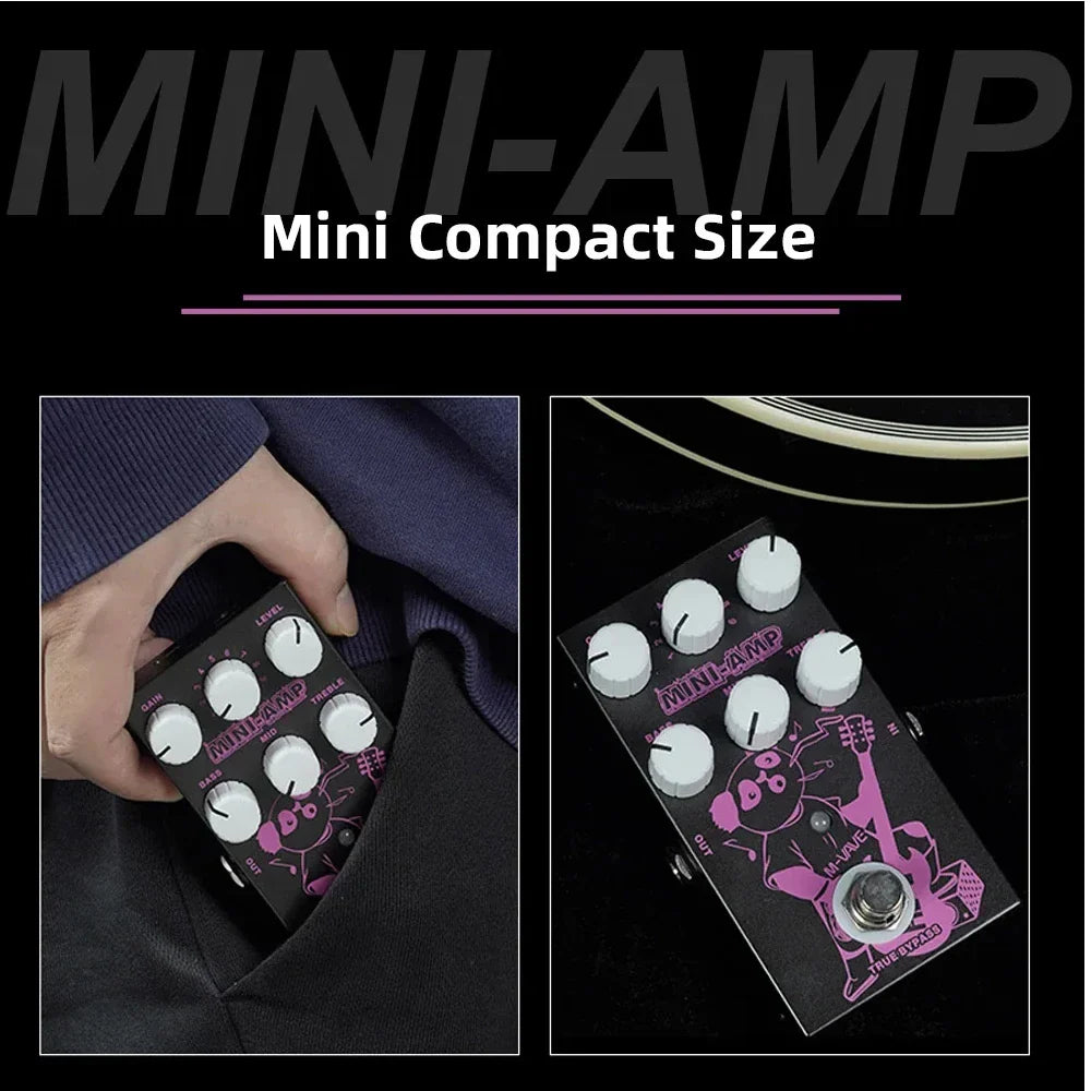 M-VAVE MINI-Médailles Pédale d'effet de simulation de pré-ampli 9 effets d'ampli classique 3 bandes EQ True Bypass