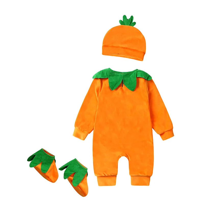 3-24M pumpkin Cosplay Baby Girls Boys Halloween Costume Sets Long Sleeve Cosplay jumpsuit for boys Carnival Party Clothes