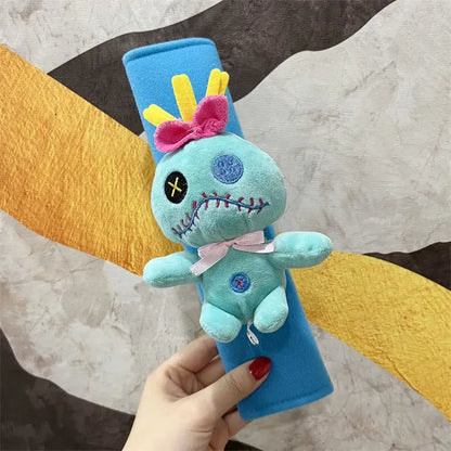 Stitch Angel Men's and Women's Car Seat Belts Cute Kawaii Personalized Creative Cartoon Doll Plush Car Decorative Shoulder Cover
